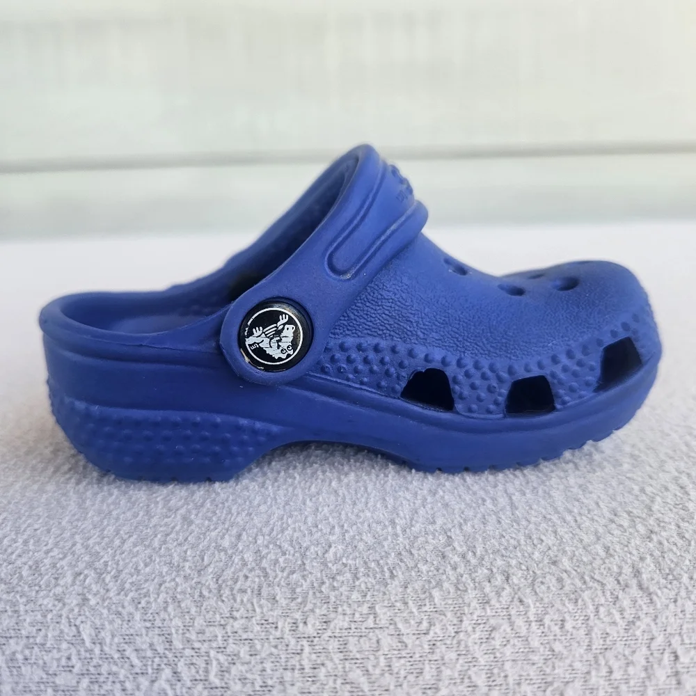 Crocs Classic Clog Baby Toddler SZ 2 3 Slip-On Blue Water Shoes Unisex My First